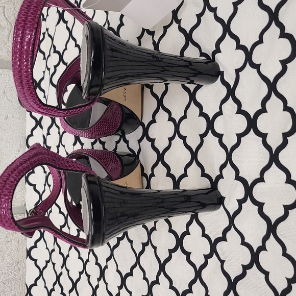 WHBM Laci Platform Heel Purple Black Leather Reptile Size 8 1/2 M - Picture 4 of 8